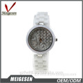 3 ATM waterproof white ceramic band blinking lady watches